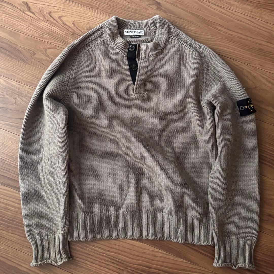 激レア　vintage stone  sweater Vintage Stone Island 1998 Wool Knit Mock Neck Sweater Jumper Men