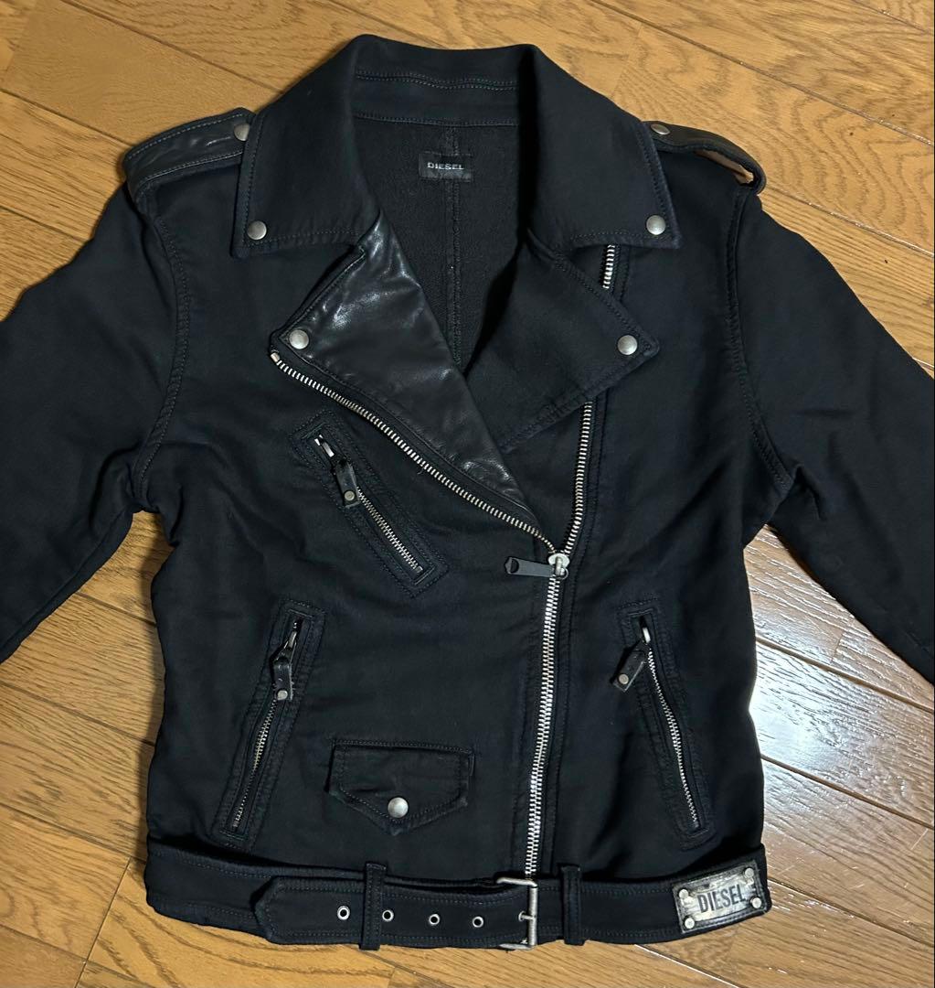 DIESEL ブラック ダブルライダースジャケット メンズ ブラックダブルライダースジャケット L-EO-WRD（ライダース