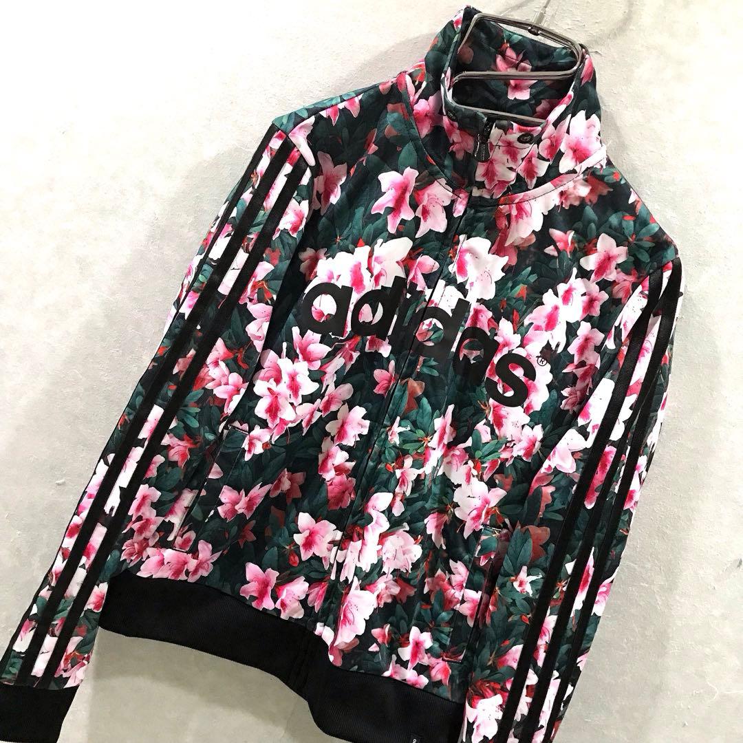 adidas 花柄 デカロゴ トラックジャケット レア 美品 マルチ M - メルカリ