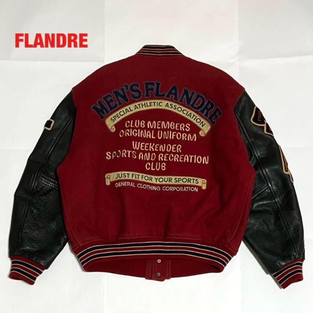 人気】FLANDRE フランドル スタジャン 牛革レザー ワッペン 刺繍ロゴ