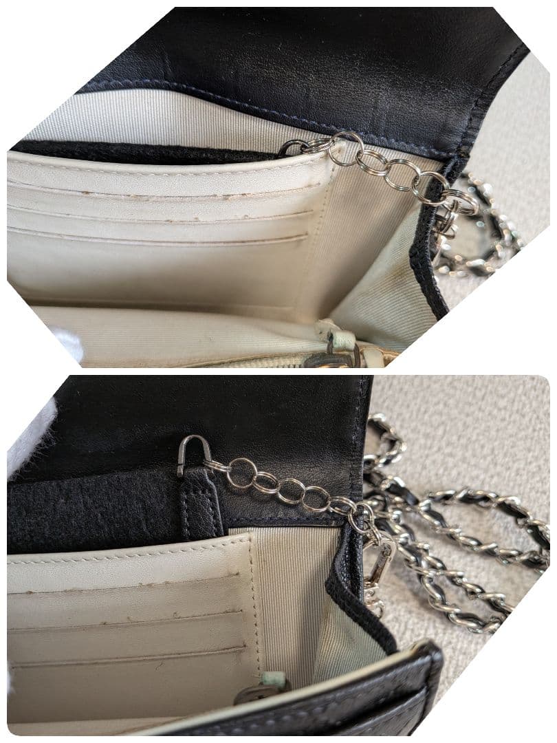 シャネル 黒 ビコローレ バイカラー 折り財布 ミニ財布 ショルダー