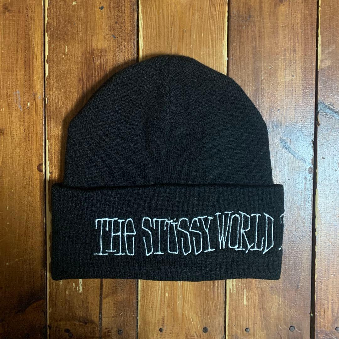 OLD STUSSY ステューシー ニット帽 ニットキャップ ビーニー ブラック