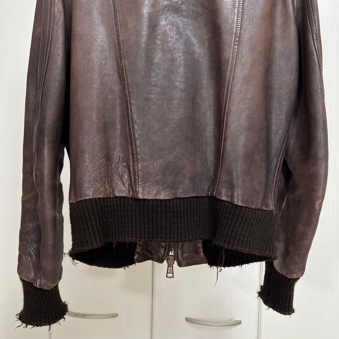 GIORGIO BRATO ビンテージ加工 ラムレザージャケット 48 - メルカリ