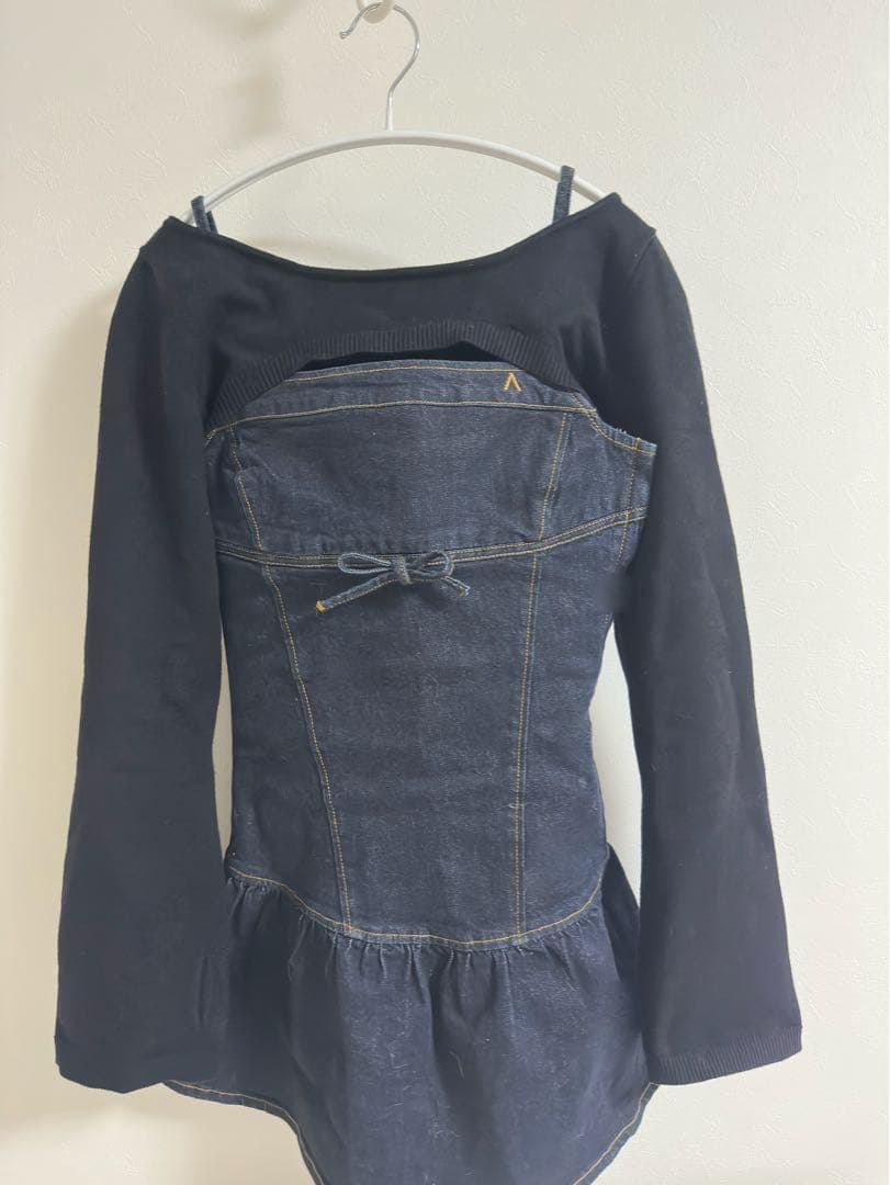 andmary Bonnie denim mini dress navyblue - メルカリ