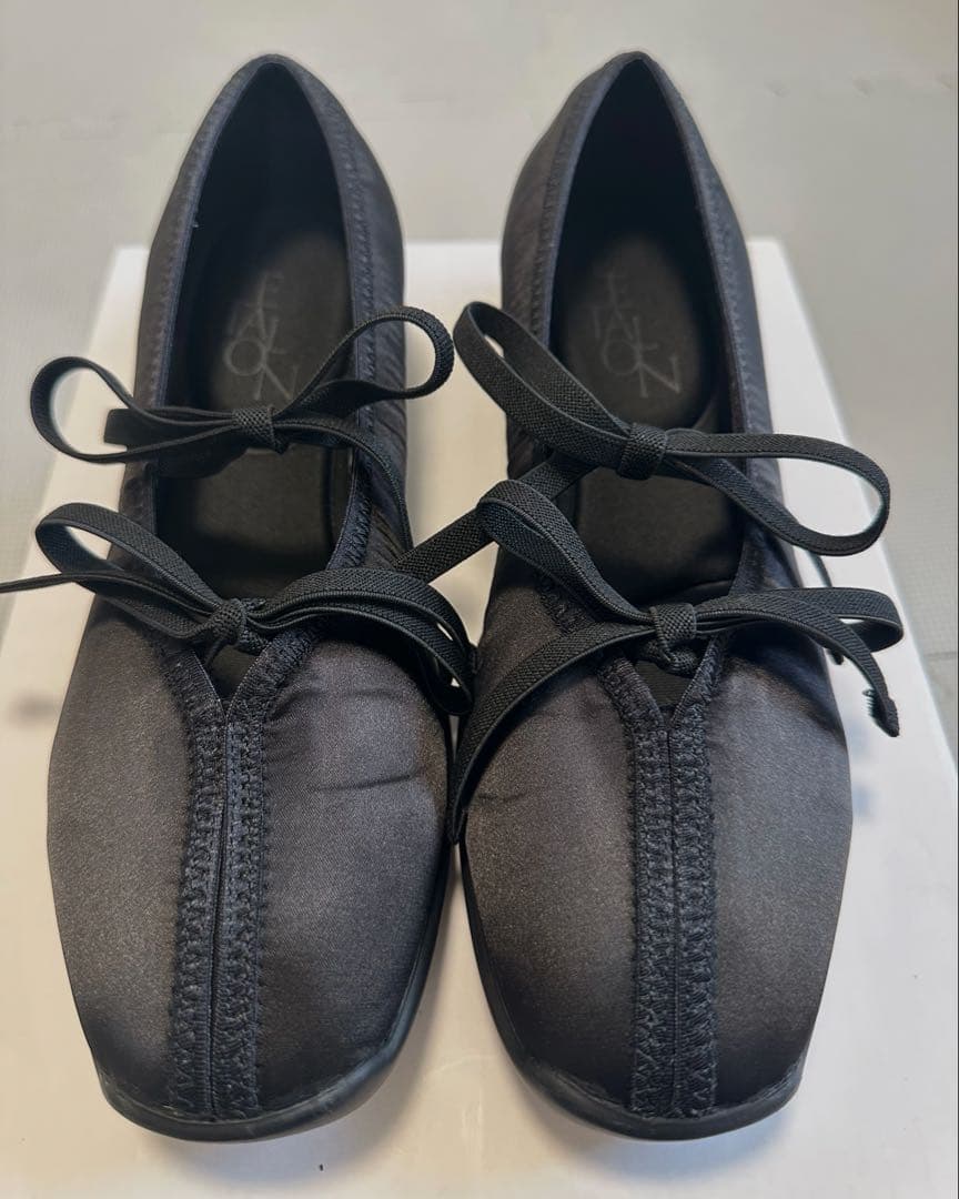 ルタロン　ダブルリボンバレリーナ　ブラック　24.5cm