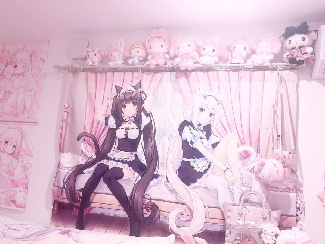 ネコぱら さより先生　描き下ろし カーテン ショコラ＆バニラ ネコぱら]描き下ろし カーテン(ショコラ＆バニラ)