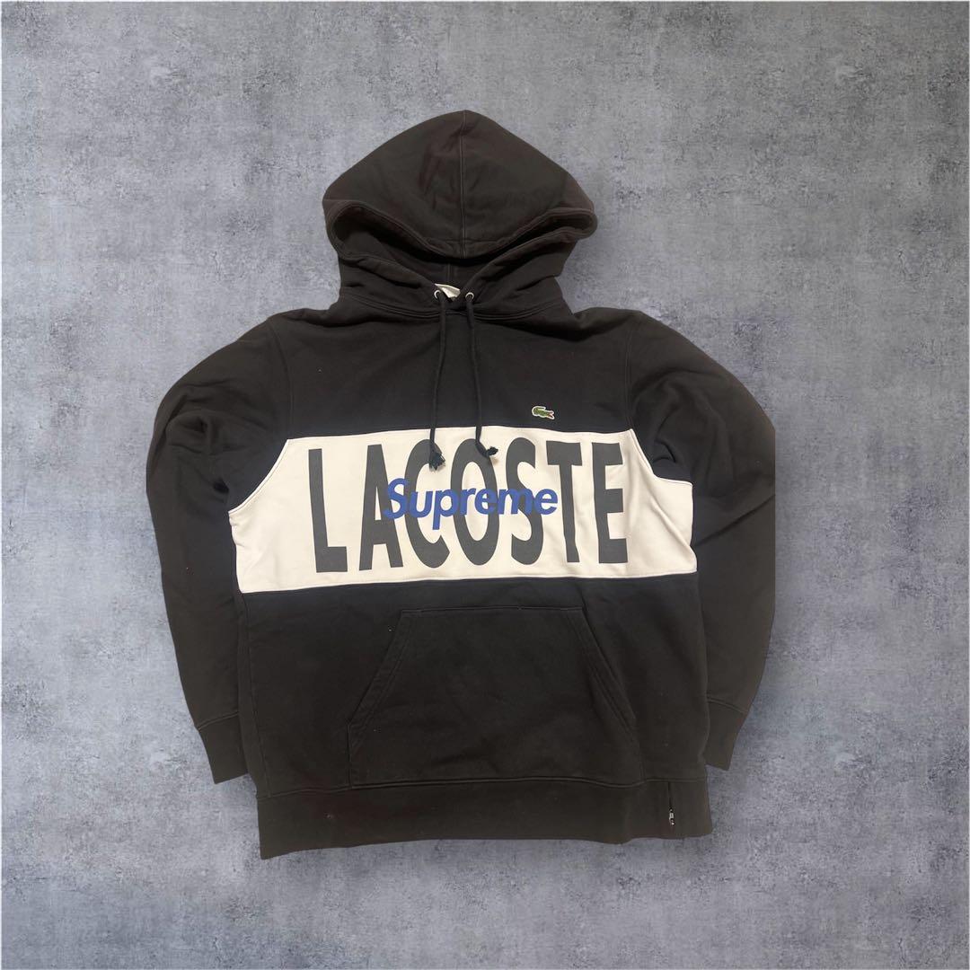 LACOSTE × Supreme コラボ パーカー ブラック - メルカリ