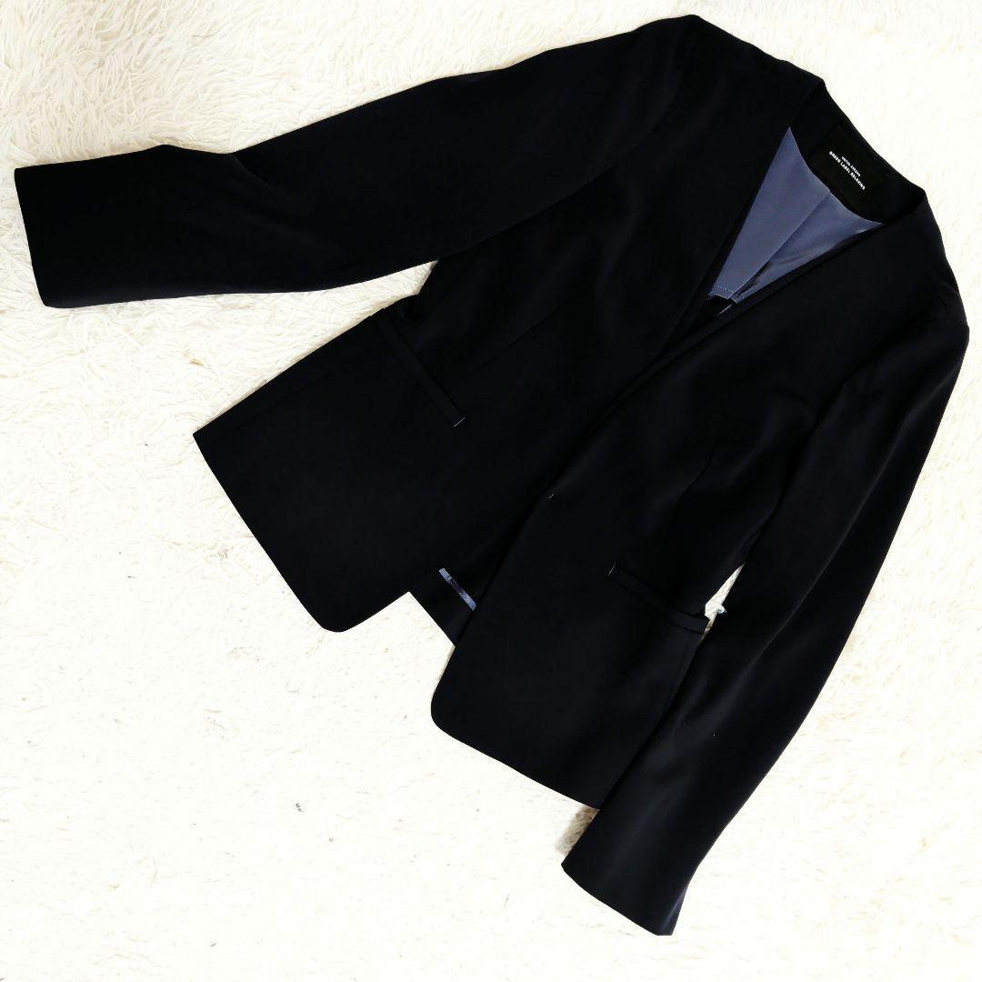 美品 グリーンレーベルリラクシング パンツスーツ ノーカラー ネイビー