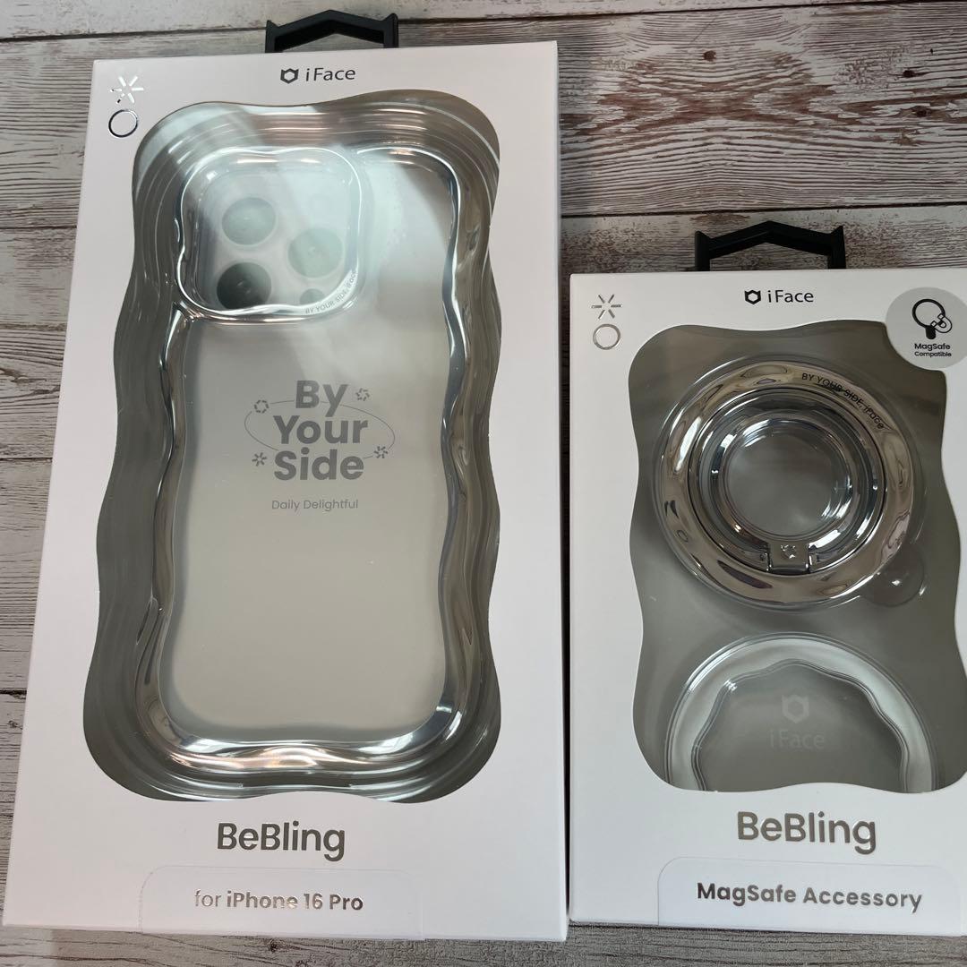 新品iPhone16proシルバーとリングセットiface BeBling iFace BeBling（ビーブリング）セット (スマホケース＆ショルダー