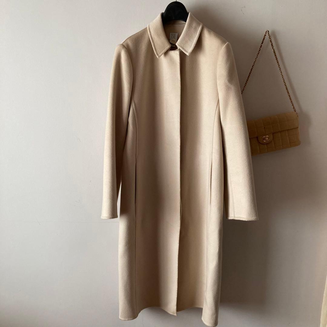 TSEセイ＊最高級カシミヤ100%ステンカラーコート 30万＊アイボリー