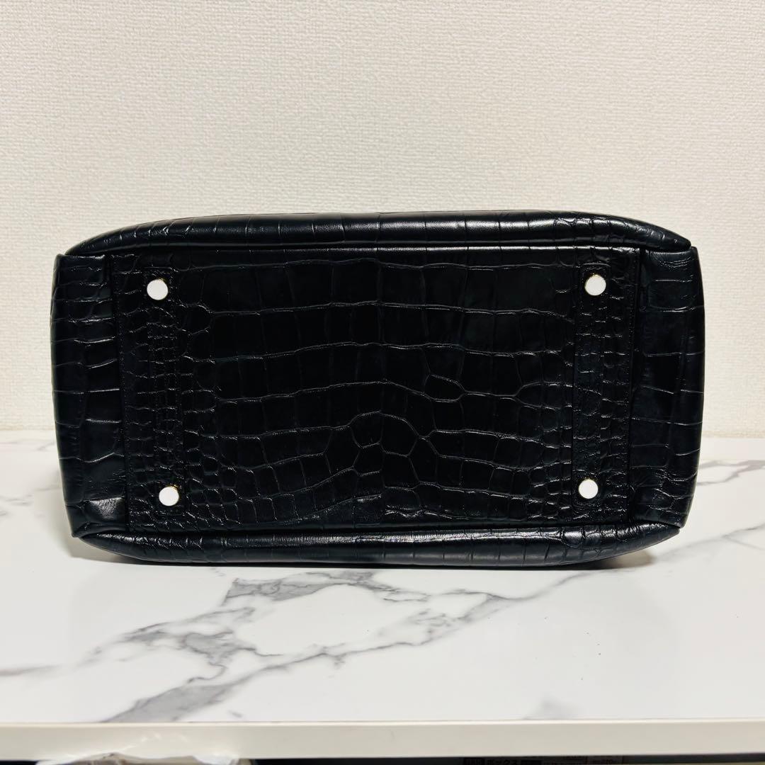 美品 ADMJ クロコ型押し レザー トートバッグ 肩掛け A4収納可