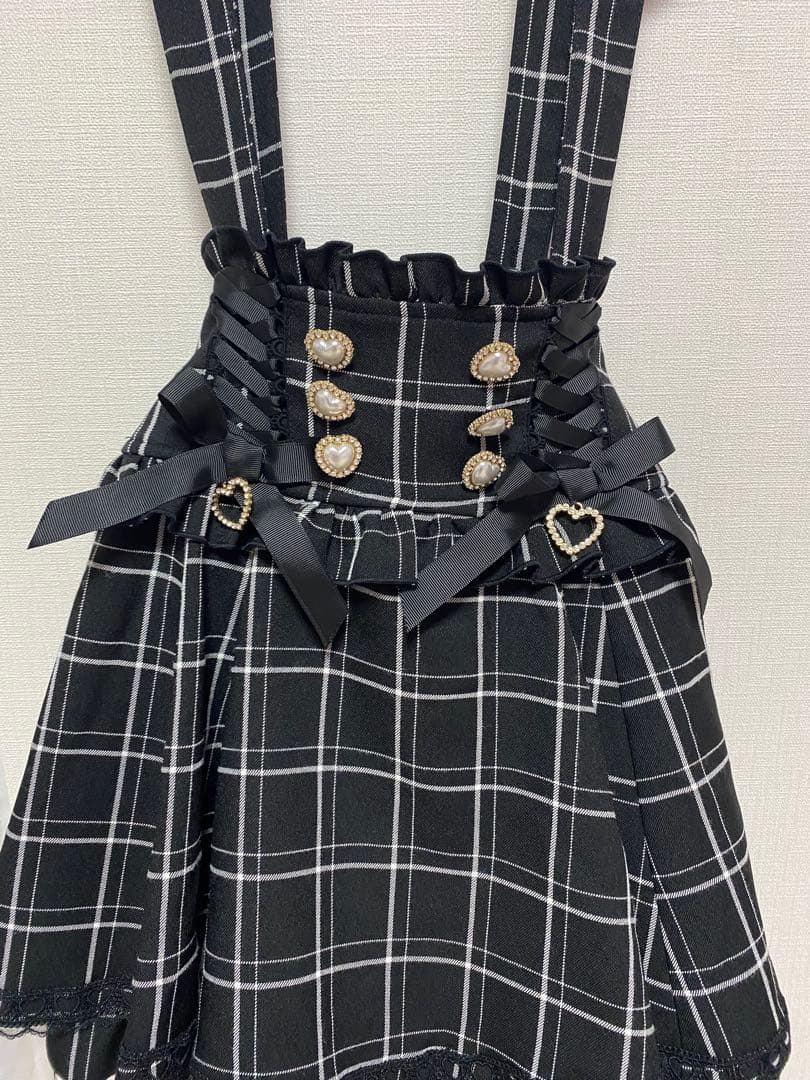 LIZLISA レースアップサスペンダー付スカパン ブラックチェック - メルカリ