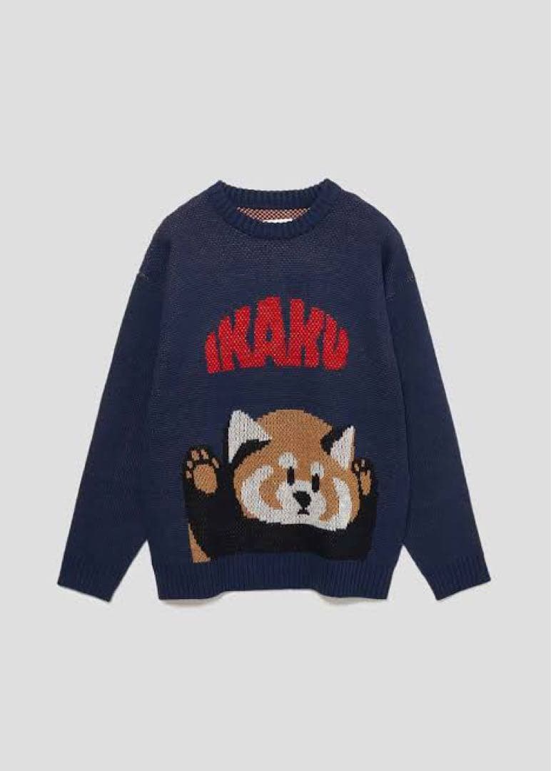 GraniphイカクウォッシャブルジャカードニットネイビーLサイズunisex