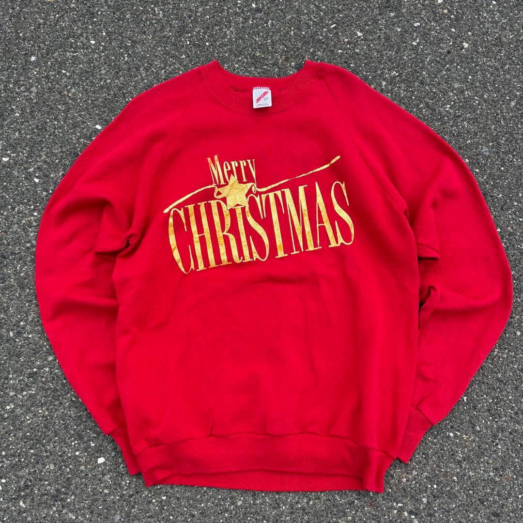 80s USA製 古着 ジャージーズ スウェット レッド フロント ラグランL