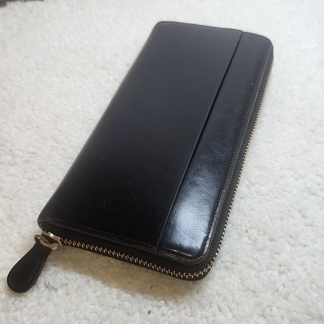 ガンゾ　GANZO ブライドルレザー　ラウンドファスナー長財布　ブラック