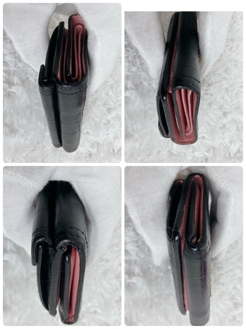 専用 ✨ミュウミュウ 折り財布 クロコ型押し 本革 レザー バイカラー