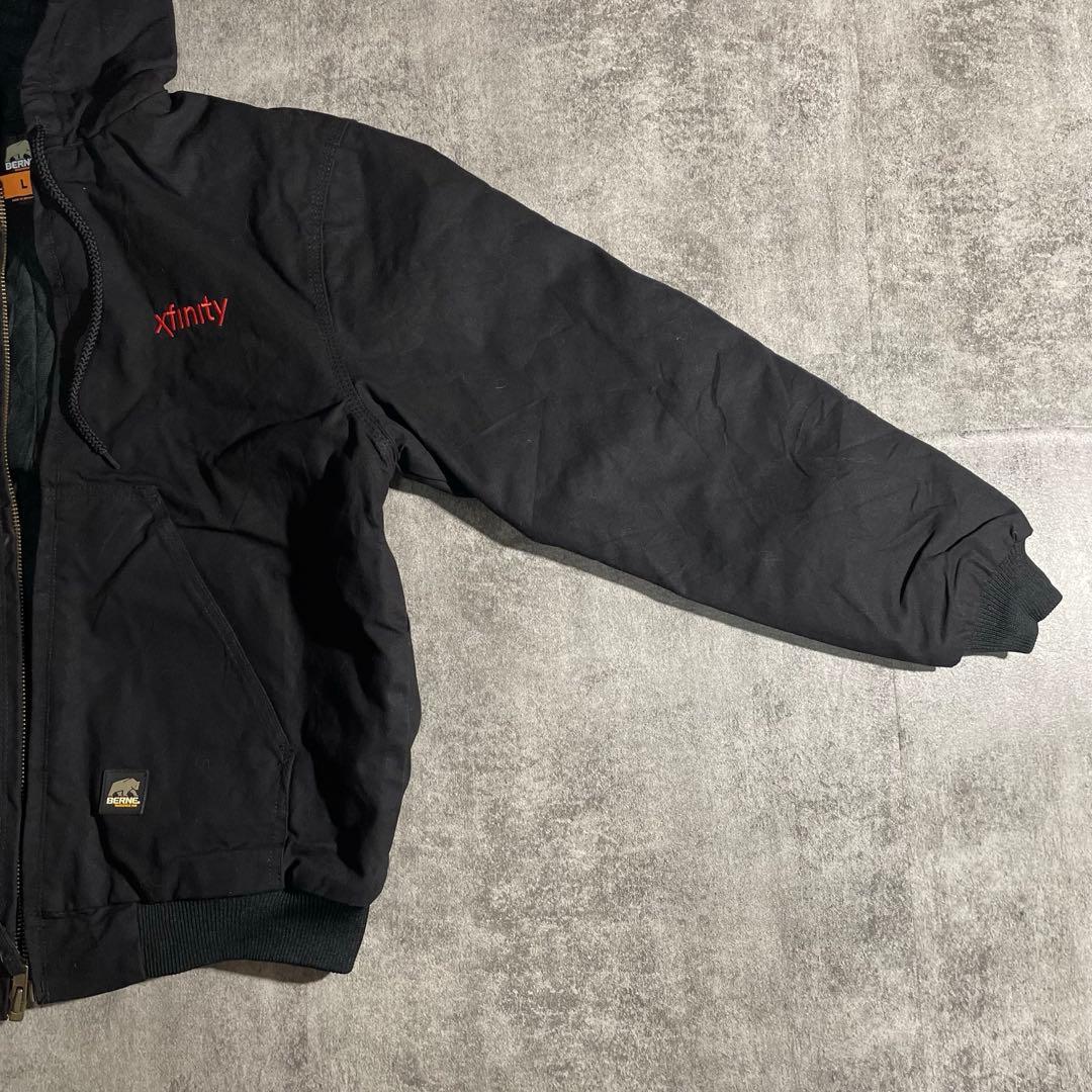 BERNE ベルン ダック地アクティブジャケット黒フェード企業刺繍ロゴL