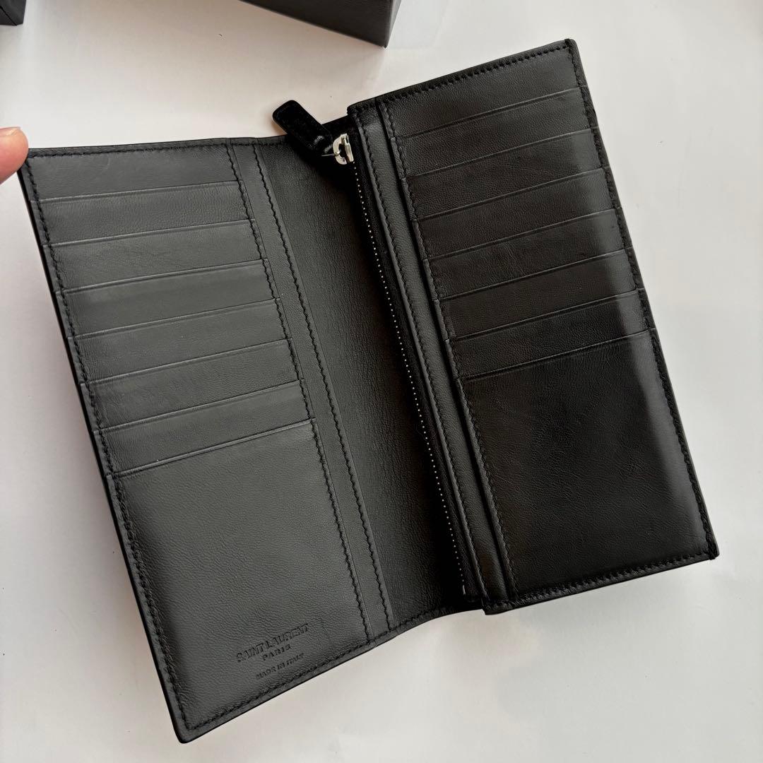 SAINT LAURENTサンローラン クロコ型押し 長財布 ブラック - メルカリ