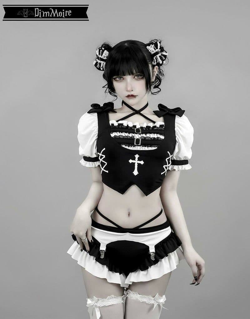 正規品 新品 融ける夢の約束スイムウェア 水着 黒白 地雷系 サブカル