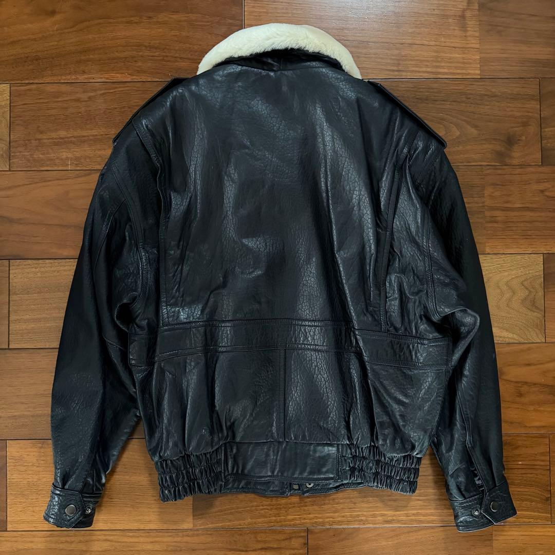 韓国製 90s A-2 G-1 リアルレザー ブラック フライトジャケット L