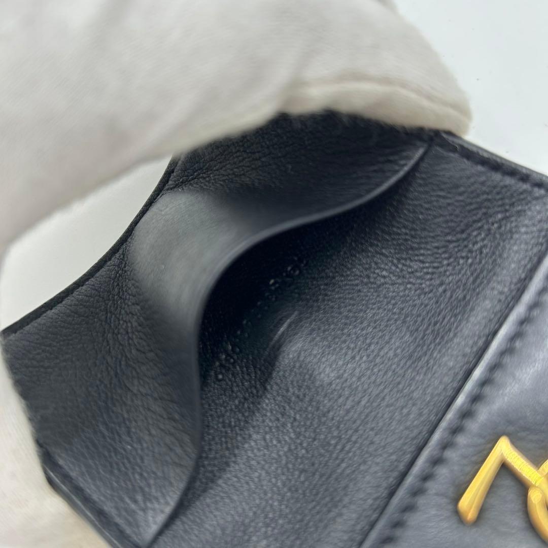 【美品】サンローラン　キーケース　6連　カサンドラ　ロゴ　レザー　ブラック