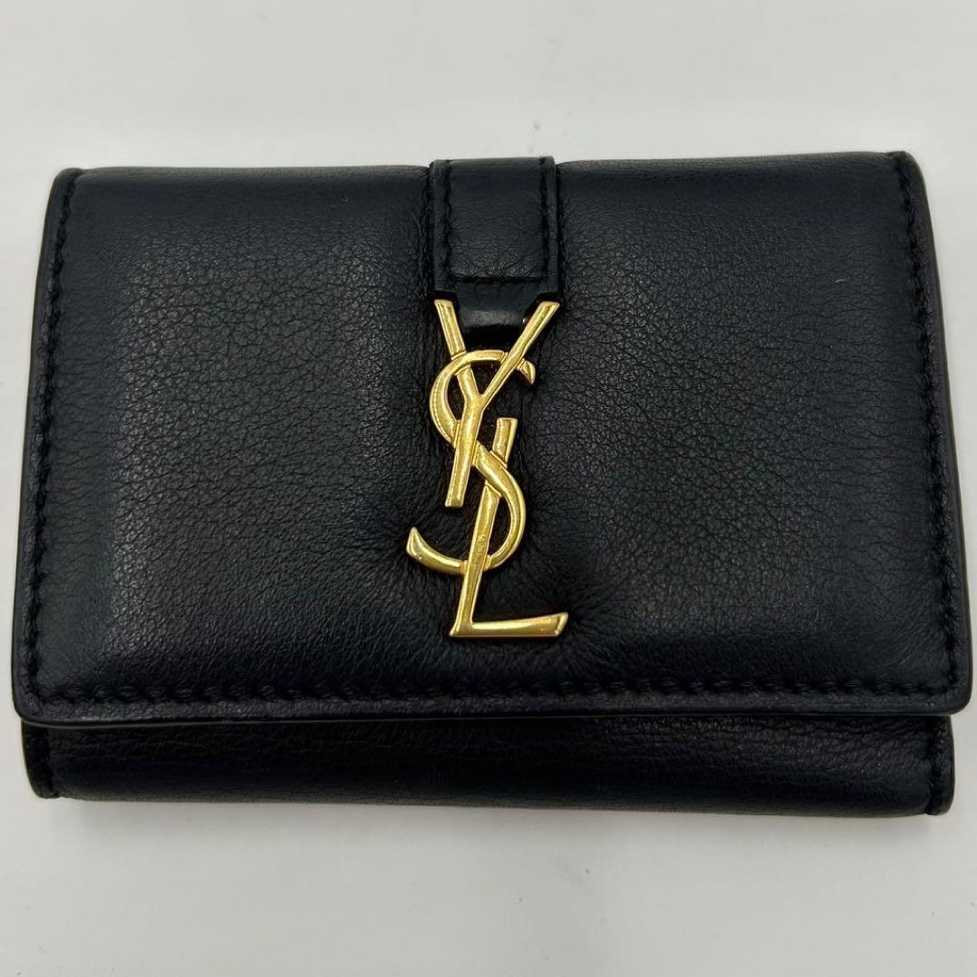 【美品】サンローラン　キーケース　6連　カサンドラ　ロゴ　レザー　ブラック