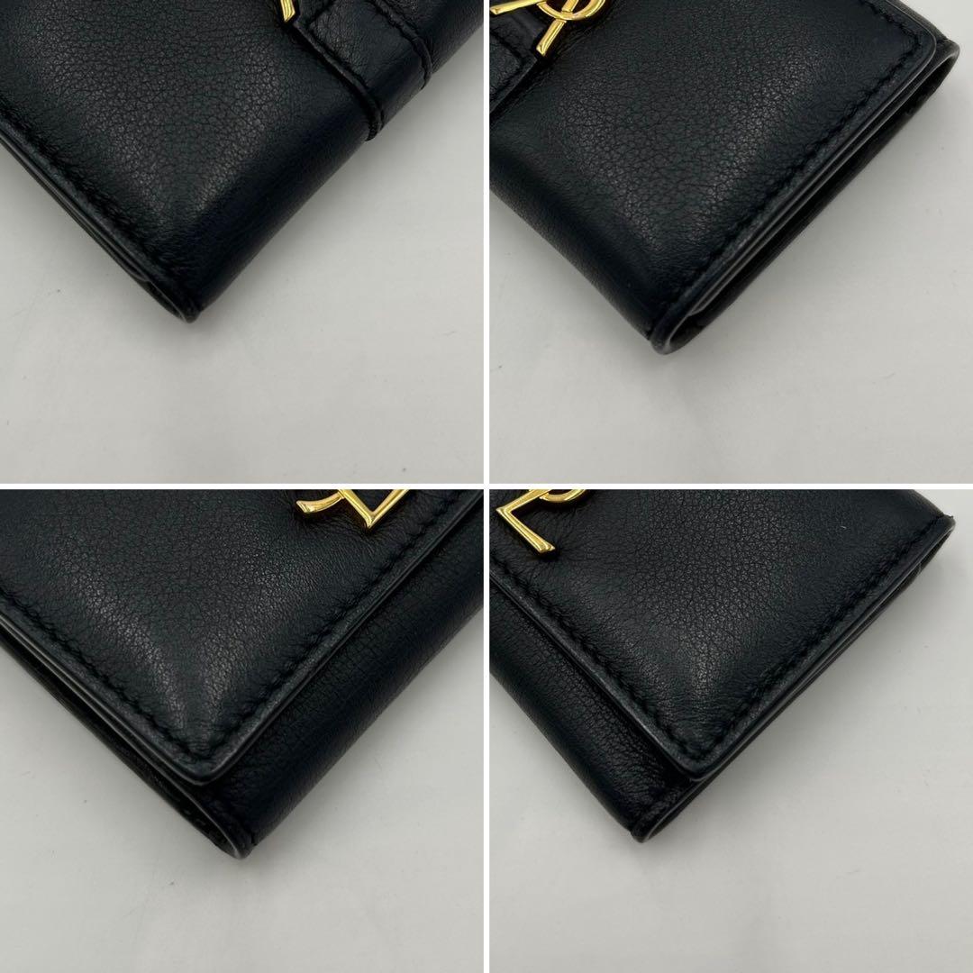 【美品】サンローラン　キーケース　6連　カサンドラ　ロゴ　レザー　ブラック