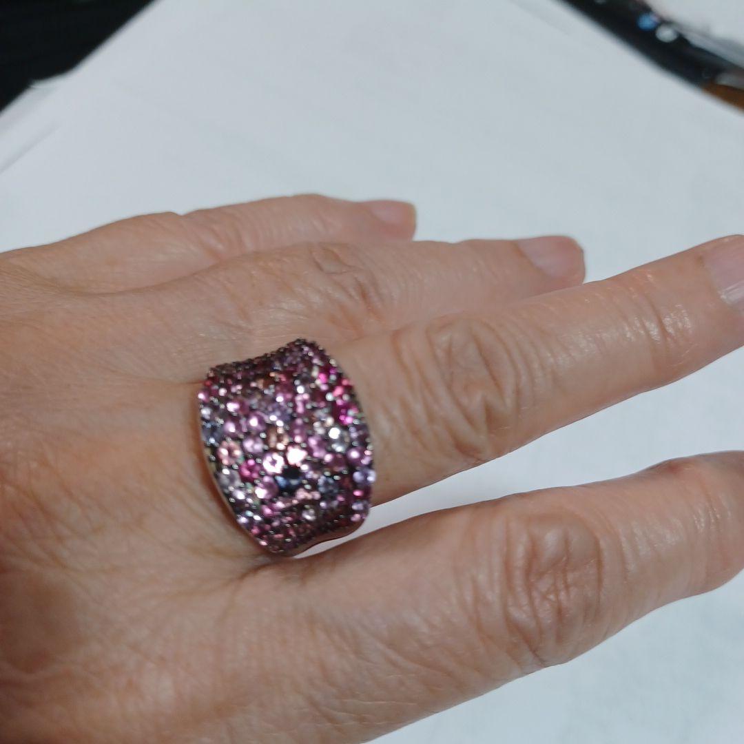 マルチカラー スピネル リング パラジウムシルバー950 ピンク系 GSTV