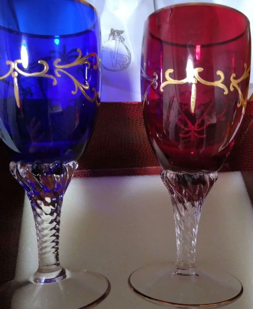ベネチアングラス青赤2個セット ラグーナ・ムラノ・グラス - メルカリ