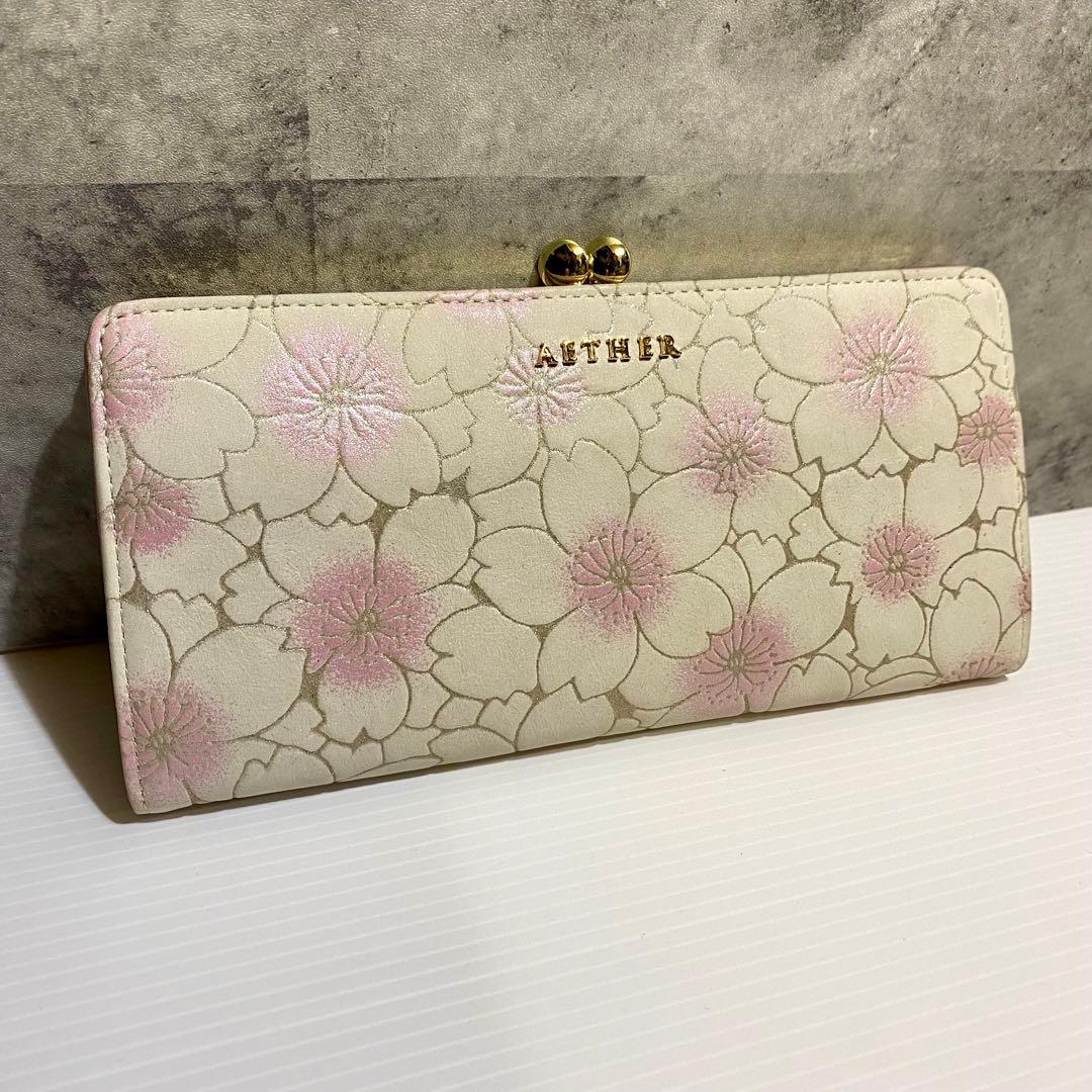 美品】AETHER SAKURA 桜柄レザー 長財布 がま口 - メルカリ