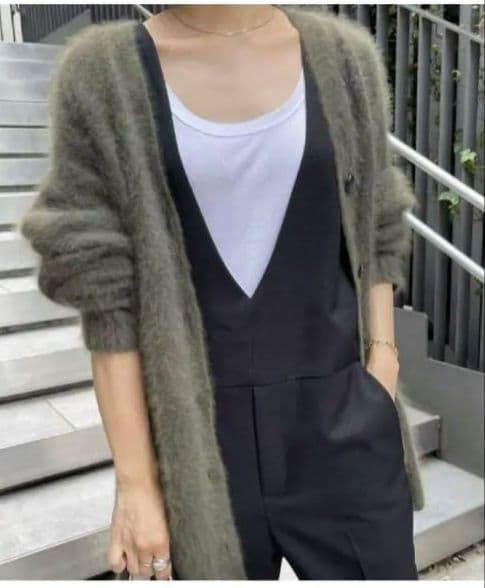 スピックアンドスパン ファーニットロングカーディガン チャイニーズ