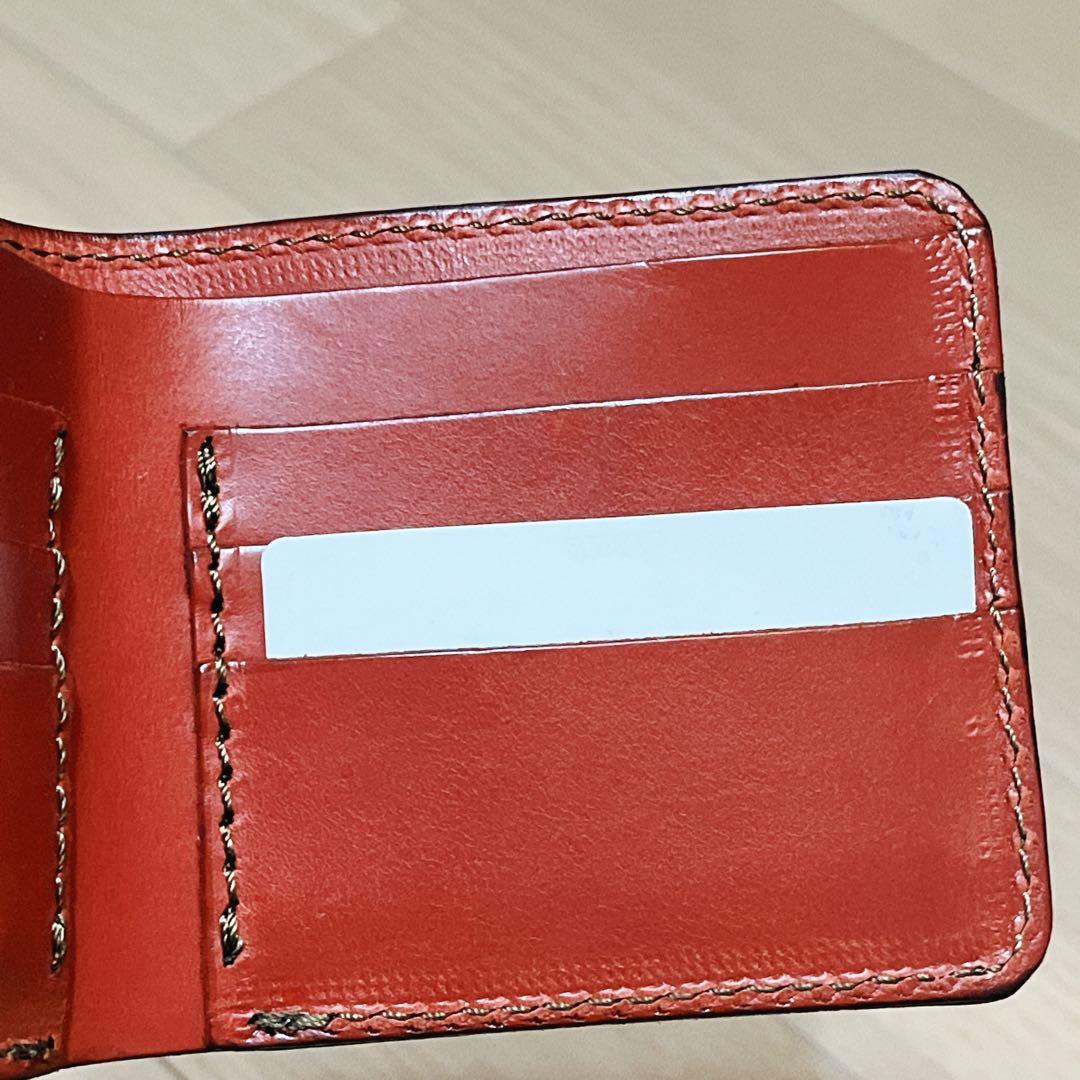 未使用】HERZ ヘルツ レザー 二つ折り財布 (WS-7) 赤 レッド - メルカリ