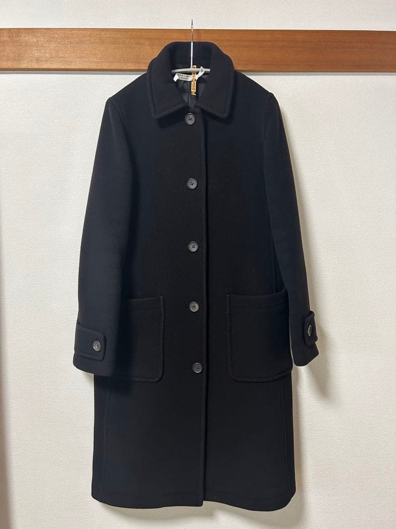 マーガレットハウエル ステンカラーコート カシミヤ混 ウール 黒