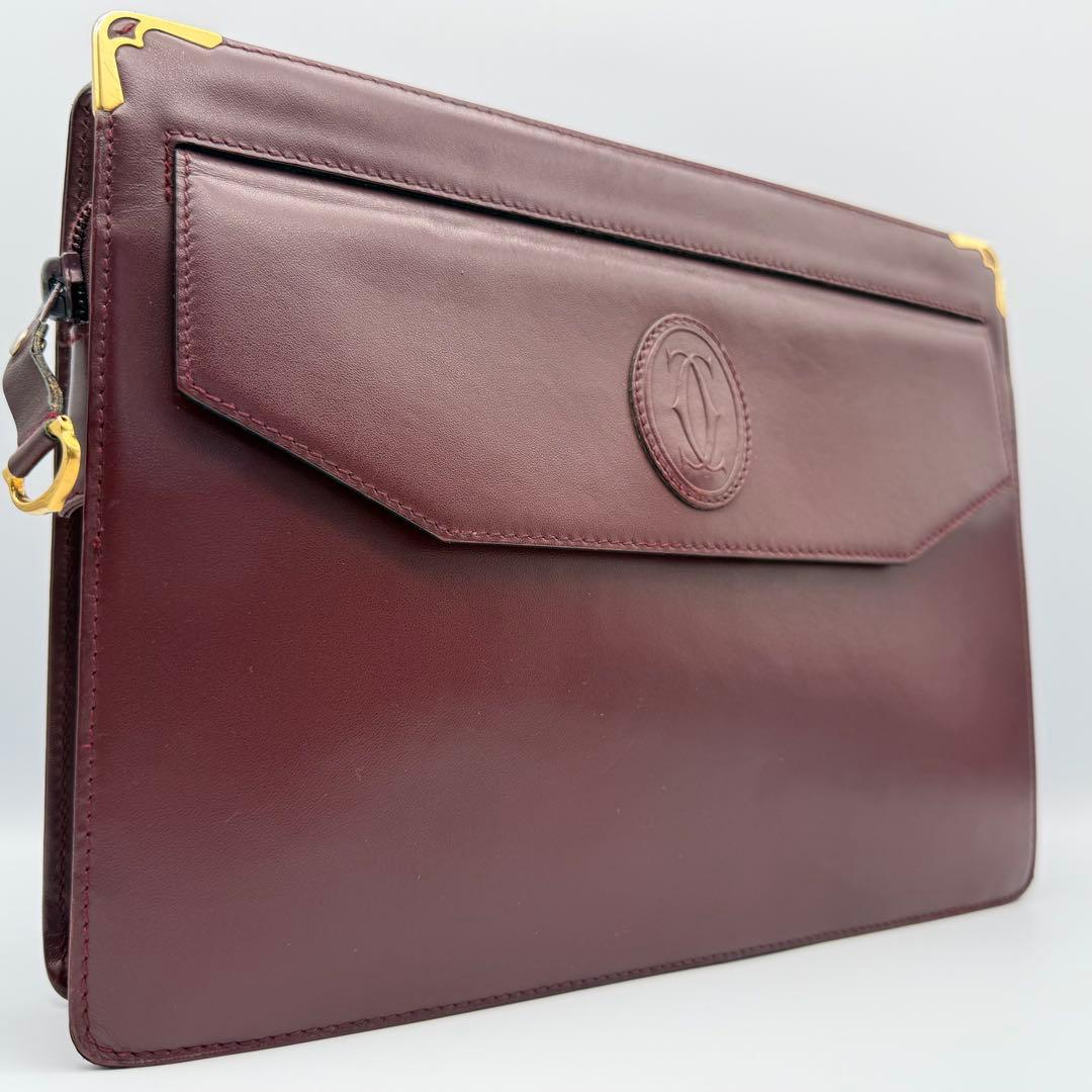 ✨美品✨カルティエ マストライン レザー クラッチバッグ 男女兼用 ゴールド金具 ✨美品✨カルティエ マストライン ボルドー クラッチバッグ レザー