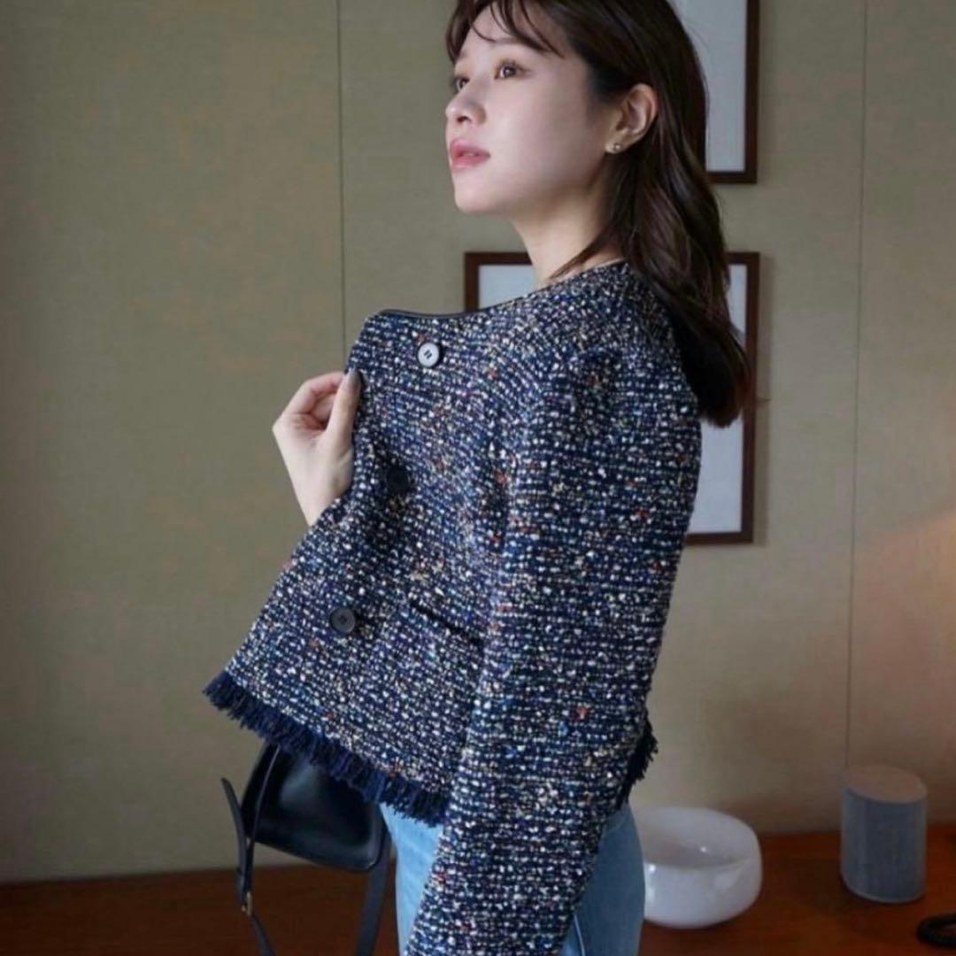 laubeblanc Mix tweed No collar jacket - メルカリ