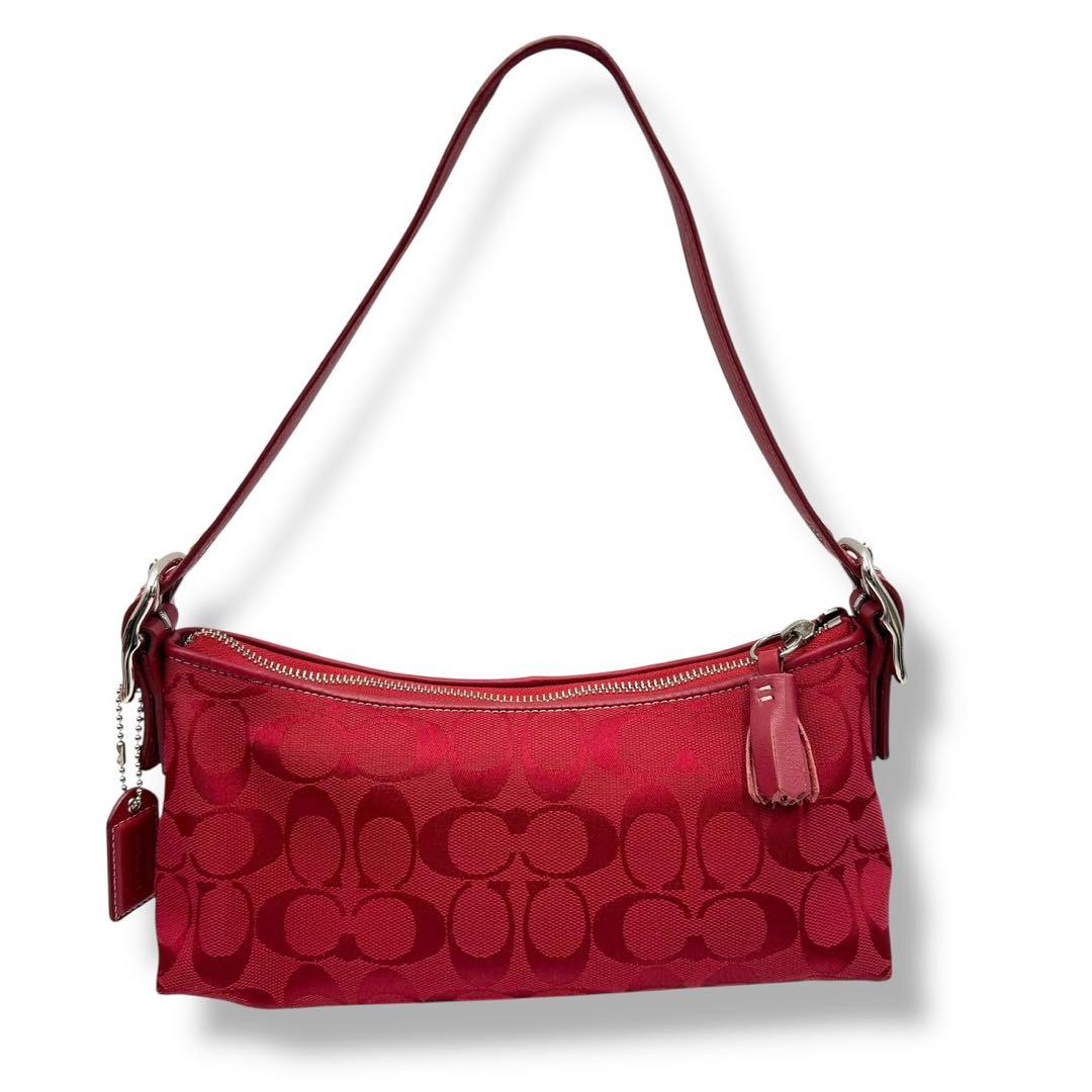 COACH アクセサリーポーチ ワンショルダー シグネチャー　レッド Coach コーチ アクセサリーポーチ シグネチャー レッド 赤 - メルカリ