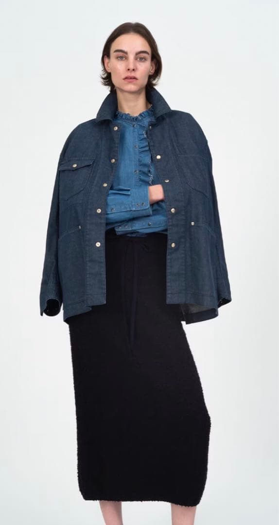 2024RESORT ドゥロワー ラッフルデニムシャツ フリル36 - メルカリ