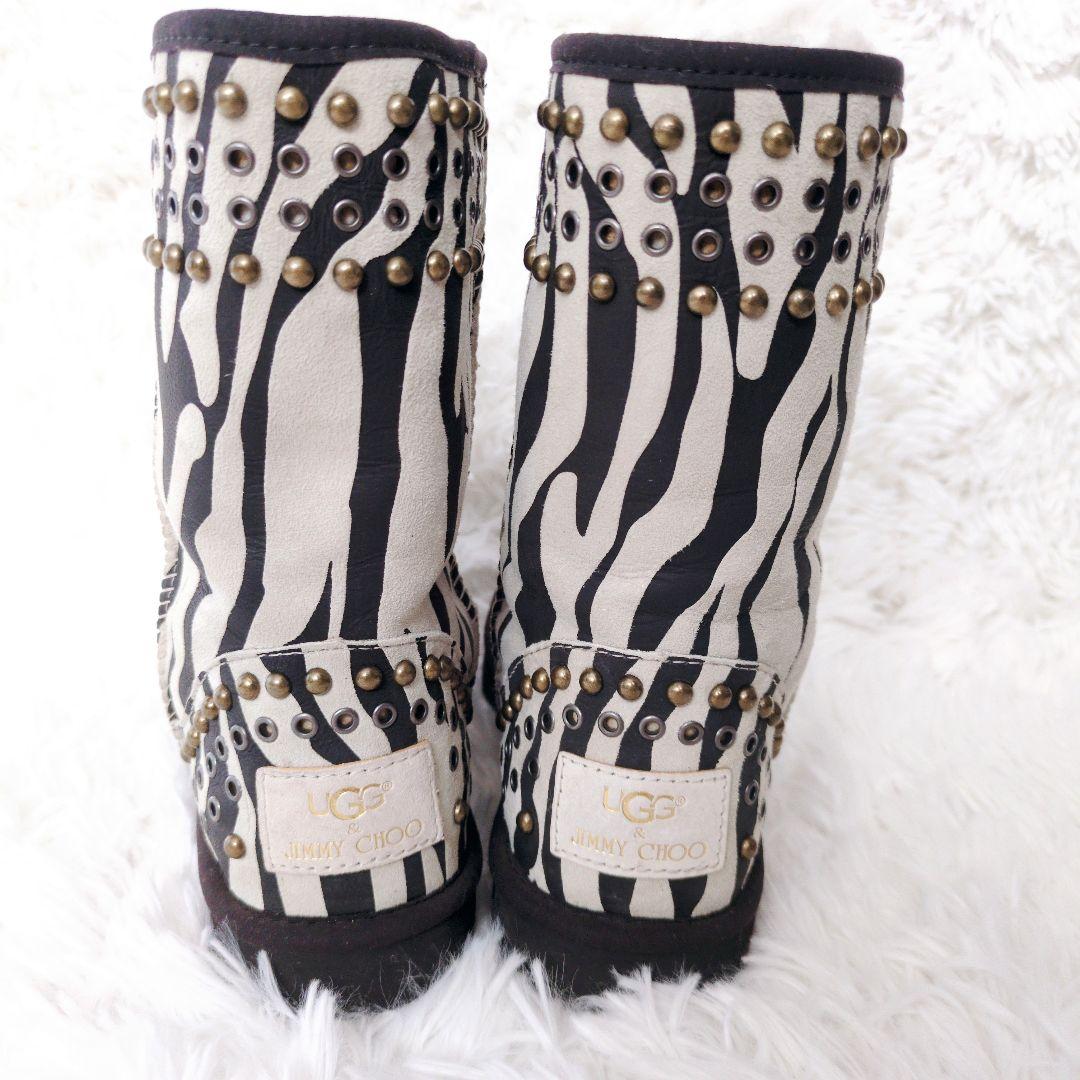 希少✨UGG & JIMMY CHOO ゼブラ柄 ムートンブーツ スタッズ - メルカリ