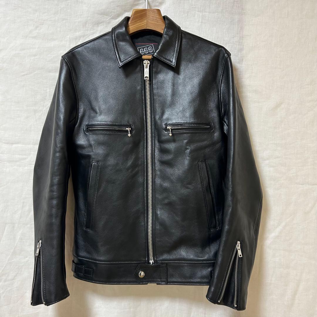【現行タグ　シープ】666 ライダース LJM-17TF ドミネーター　34 666 666 LEATHER WEAR LJM-17TF タイトフィット シングル シープスキン