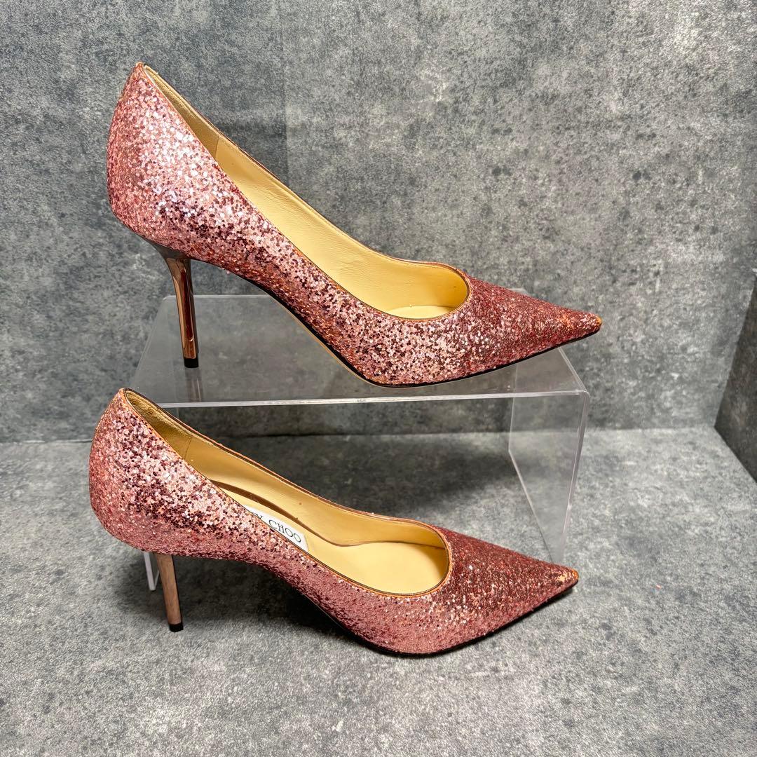 箱・袋付未使用】ジミーチュウ グリッターパンプス ピンクゴールド