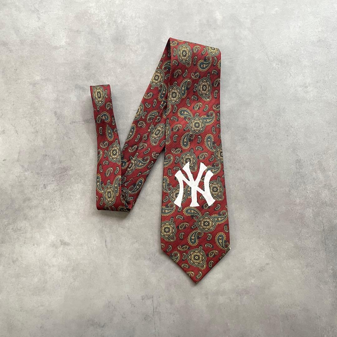 ネクタイ NY ロゴ Cityboy Y2K 赤 ペイズリー 短丈 海外 平成 - メルカリ