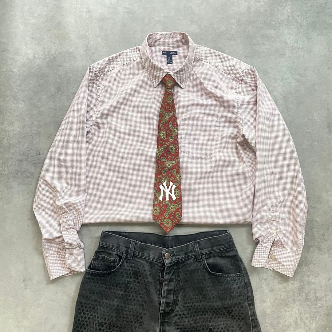 ネクタイ NY ロゴ Cityboy Y2K 赤 ペイズリー 短丈 海外 平成 - メルカリ