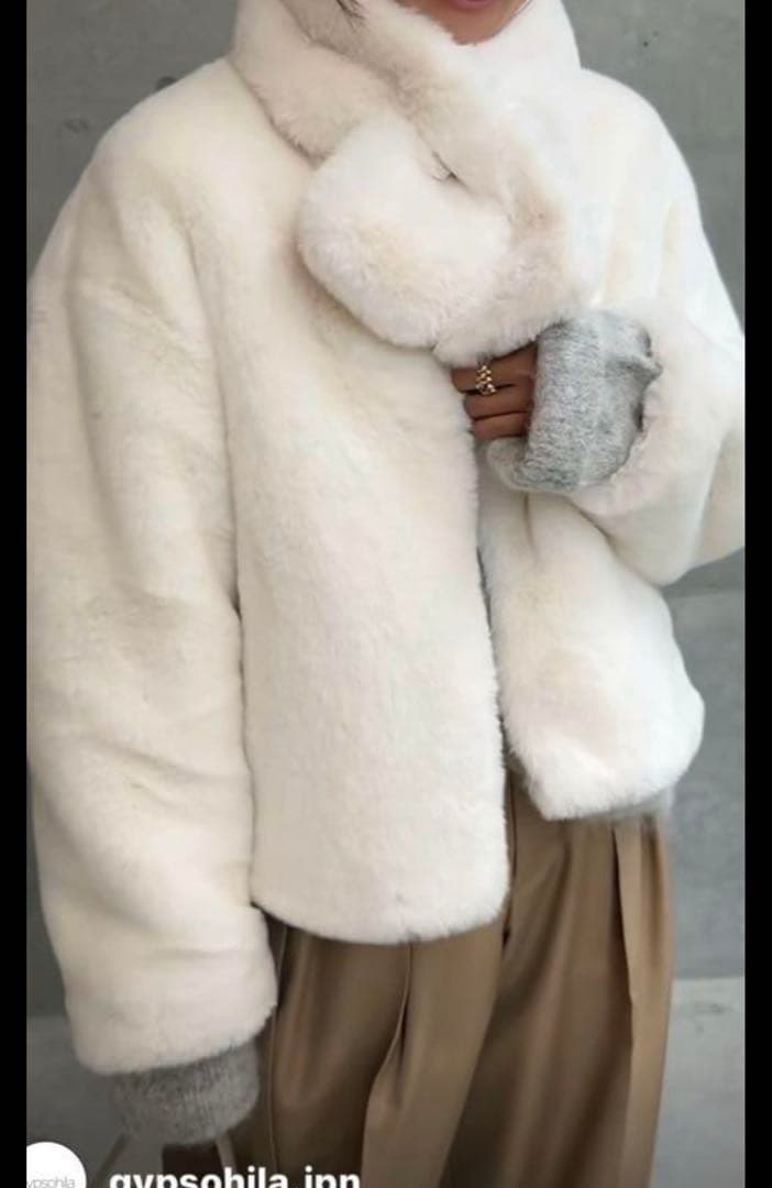 gypsohila ジプソフィア ノーブルブルゾン＆マフラー(ホワイト)セット