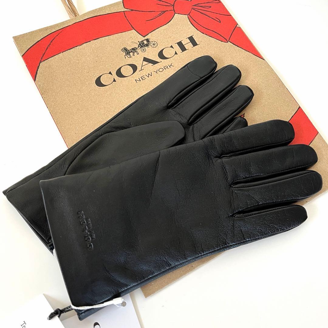 コーチ☆新品☆レザーテック スマホ対応 グローブ 手袋/ブラック 黒 S COACH（コーチ） 【並行輸入品】コーチ 手袋 レディース グローブ