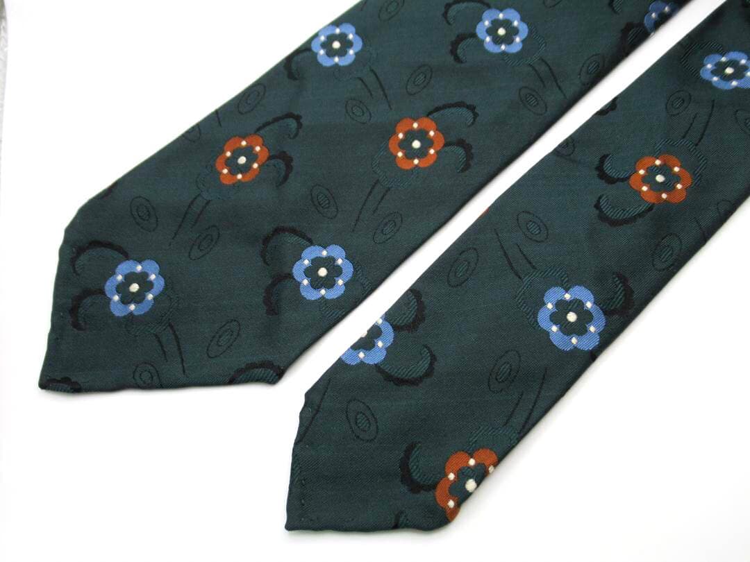 TIEYOURTIE タイユアタイ セッテピエゲ フラワー柄 グリーン ネクタイ