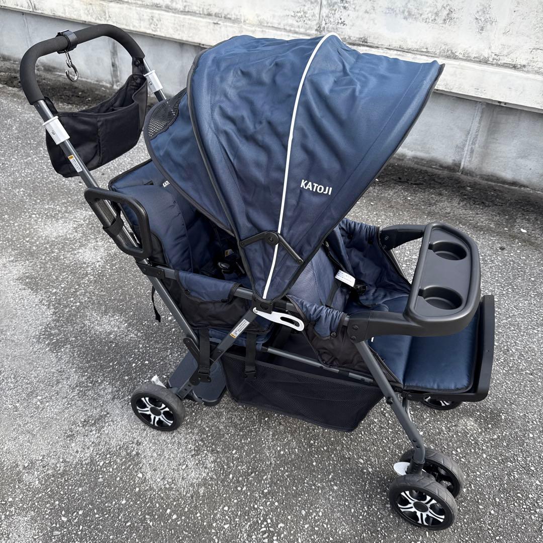 【KATOJI】２人乗りベビーカー リアシート付き　ベビーカー2人でゴー