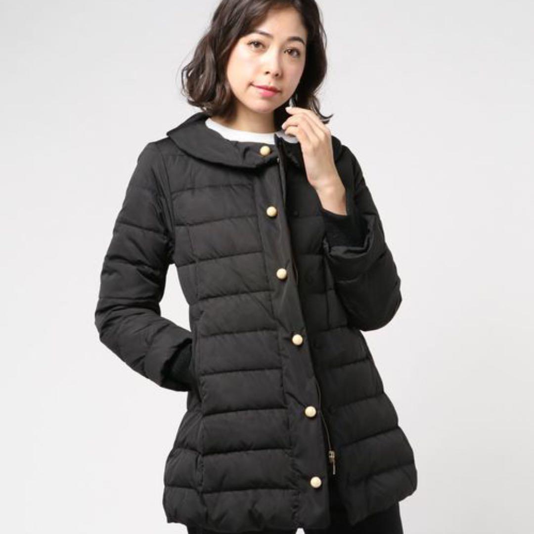 franchelippeeフランシュリッペ ダウンコート リボン パール 黒 M