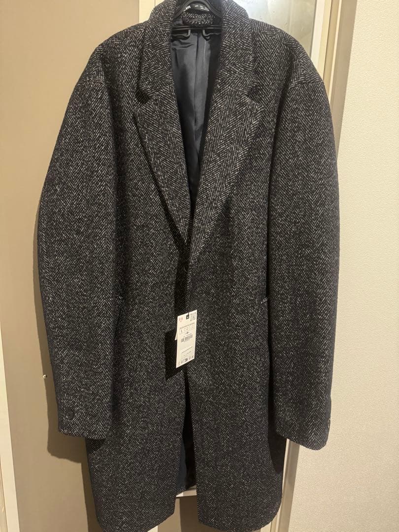 ZARA ヘリンボーン柄 ダークグレー チェスターコート 完売品 - メルカリ