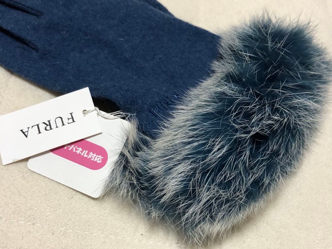 380新品FURLAフルラ ラビットファー付きウール手袋スマホ対応 - メルカリ