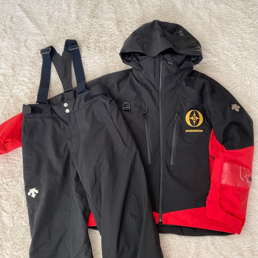美品♪デサント オガサカ メンズM スキーウェア上下セット 黒赤 - メルカリ